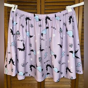 SHEIN Lavender Bats Graphic Skater Skirt 4X
